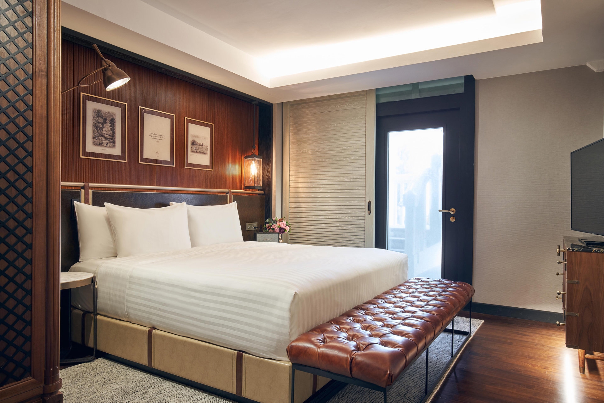 At the Barracks Hotel in Sentosa, Singapore, the sockets and switches take some of their textural and material cues from a Marshall speaker, tying together the system with other interior details 