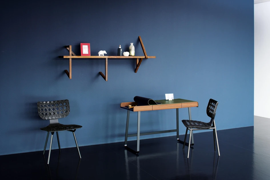 The architectural simplicity of the Taidgh shelves collection, from ClassiCon, enhances the beauty of the objects it presents