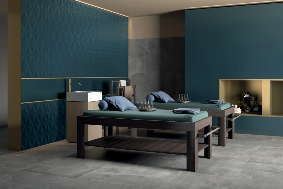 These handmade egg-box tiles give House AD25 an exclusive feel (top, middle) while Marca Corona's 4D range (bottom) does the same. Photo: Fernando Guerra | FG+SG (top, middle)