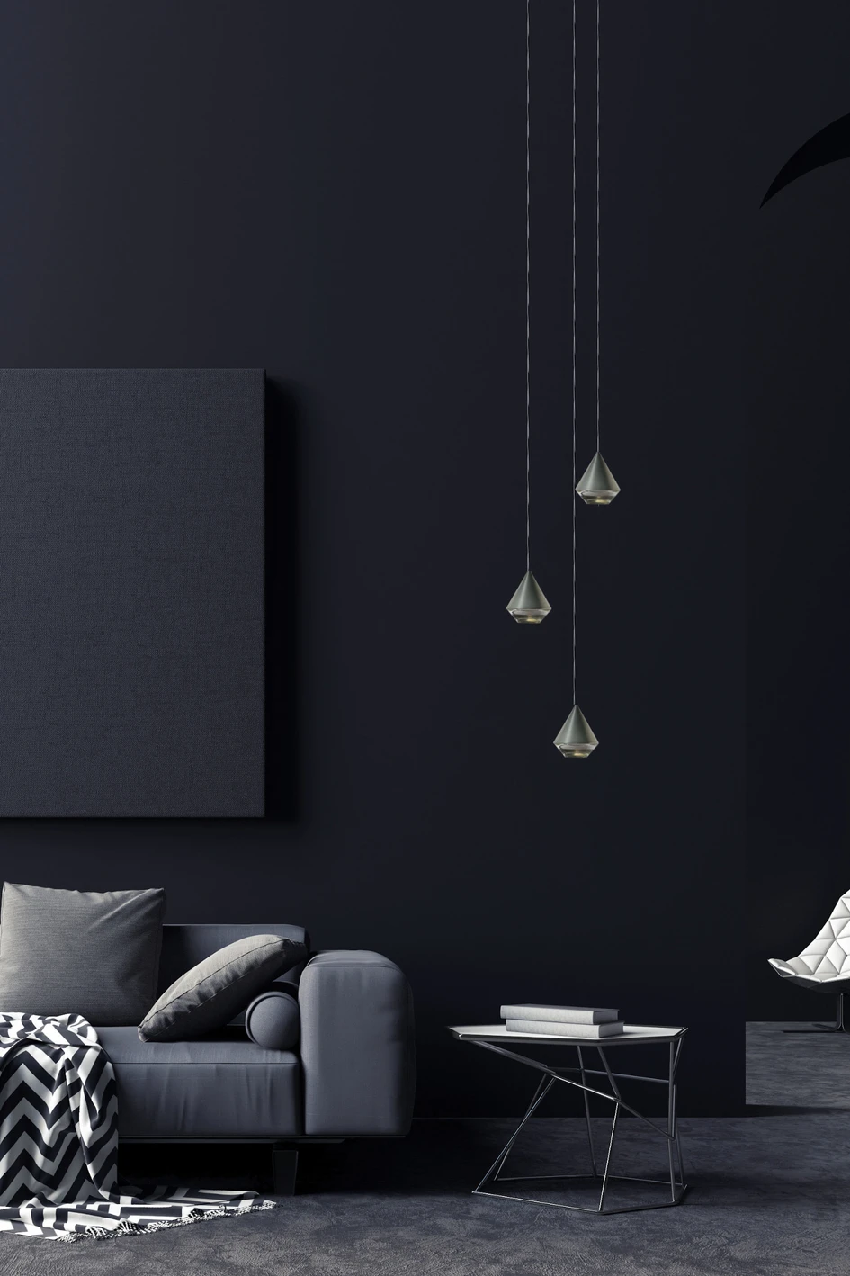 Chief designer Saleem Khattak explains the philosophy behind the brand (top). Another of Archilume's pendant lights, Alto, emits a flattering, warm light achieved by total internal reflection