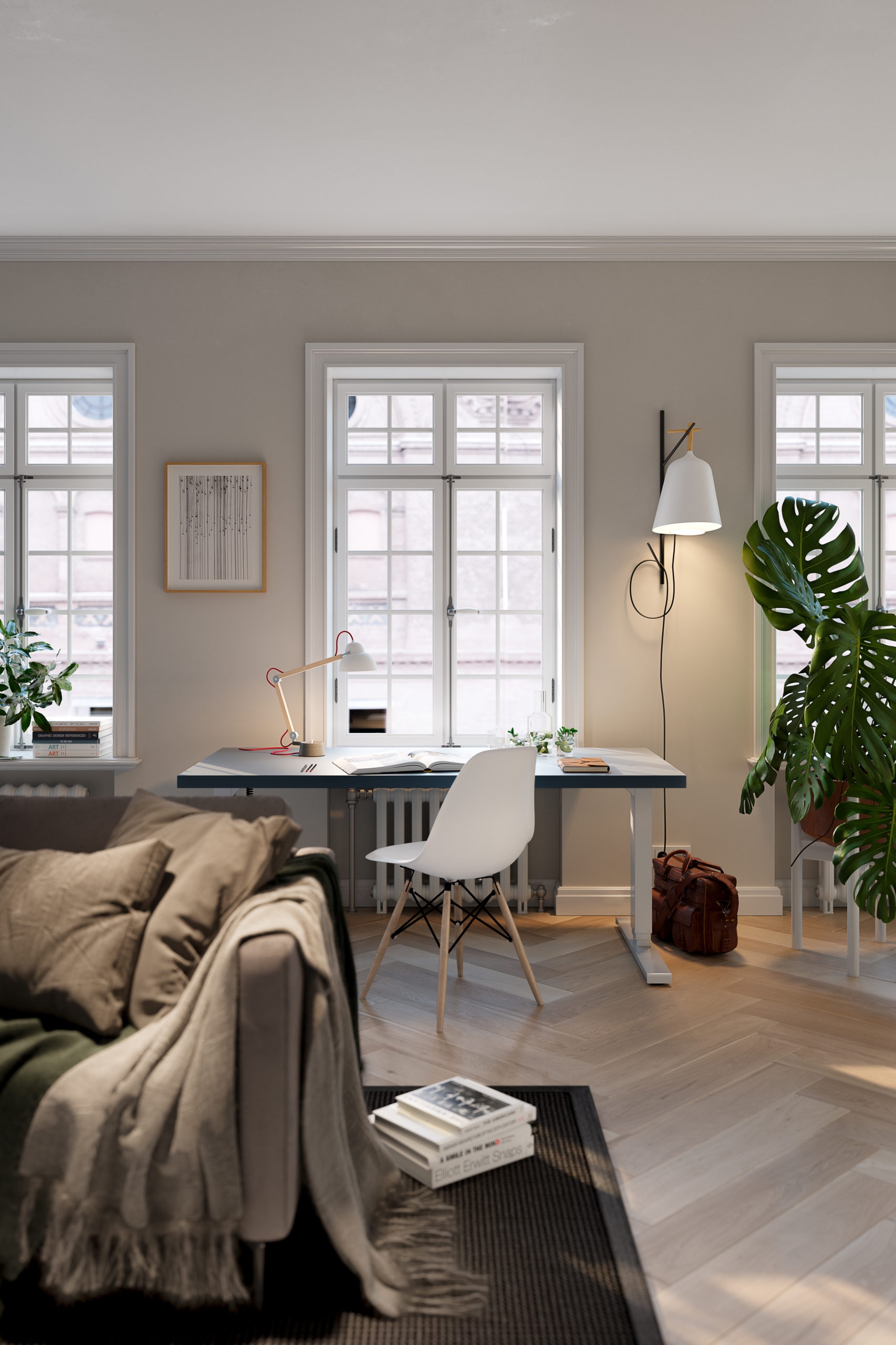 Working from home feels professional yet elegant, with the desk’s simple, streamlined design and colour palette options