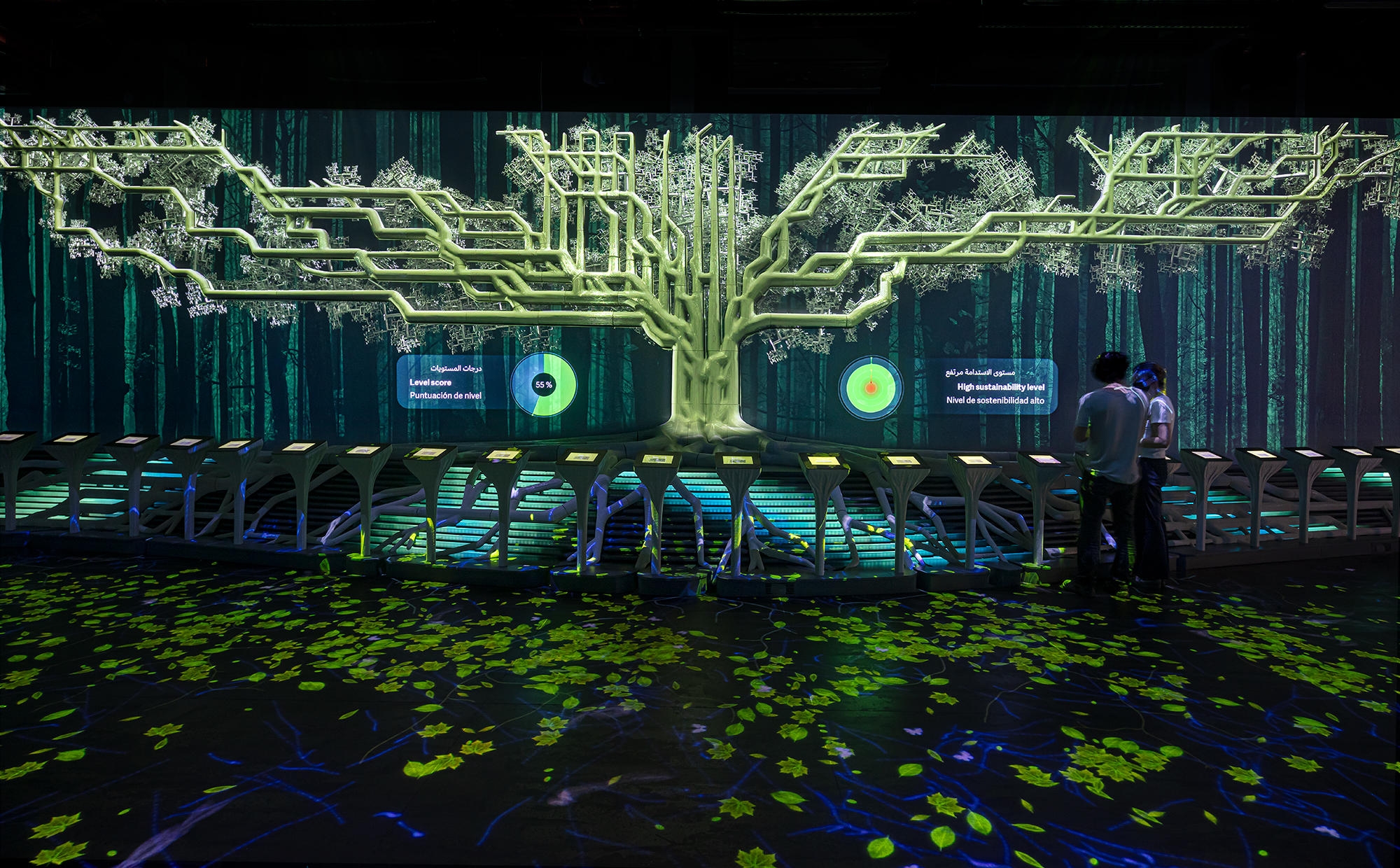 One of the star speakers of Lighting Design Week, Carmelo Zapulla of External Reference (top), and the firm's Spain Pavilion at Expo Dubai 2020 (bottom). Photo: Adrià Goulà (bottom)