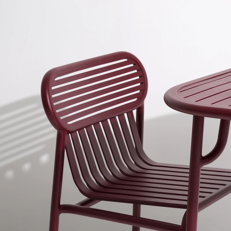 Week-End is a distinctive furniture collection of 18 pieces, bringing fresh design to outside spaces. The weatherproofed pieces are made from aluminium and finished in anti-UV epoxy powder paints