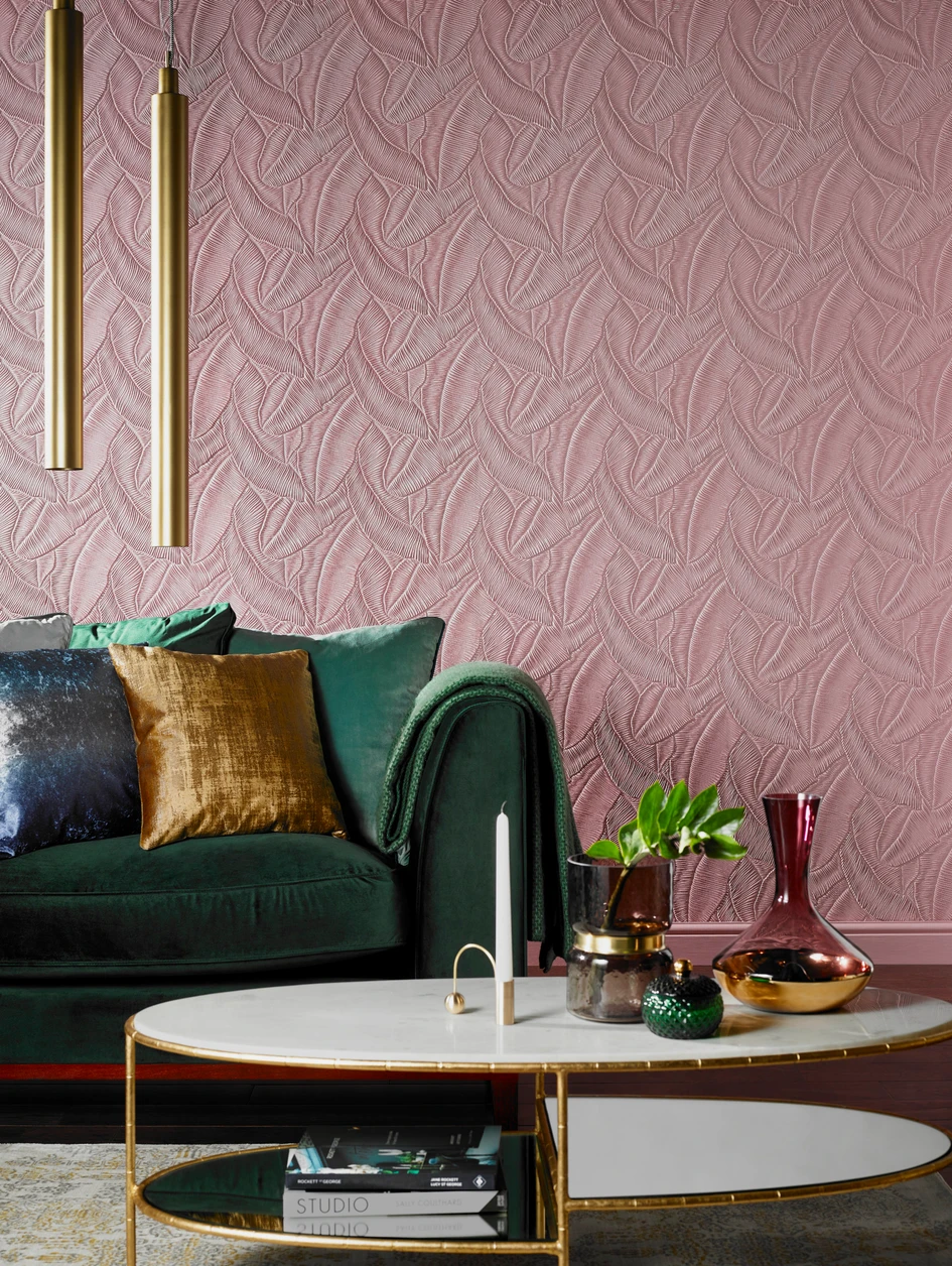 Tropical Leaf is a recent design by print artist Karen Beauchamp, and answers the contemporary call for both tactility and patterns of nature in our interiors