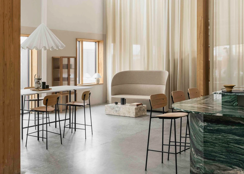 Danish design brand MENU’s latest furniture launches: the new Co Bar and Counter chairs, and the Tearoom High Back sofa