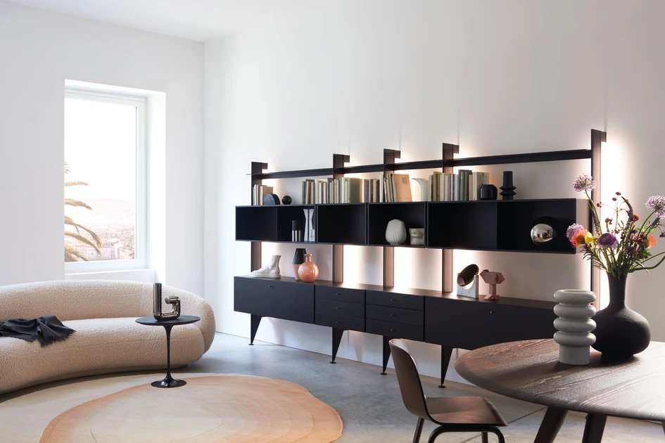 Built-in but discreet desk space makes for an easy balance of home- and work-life