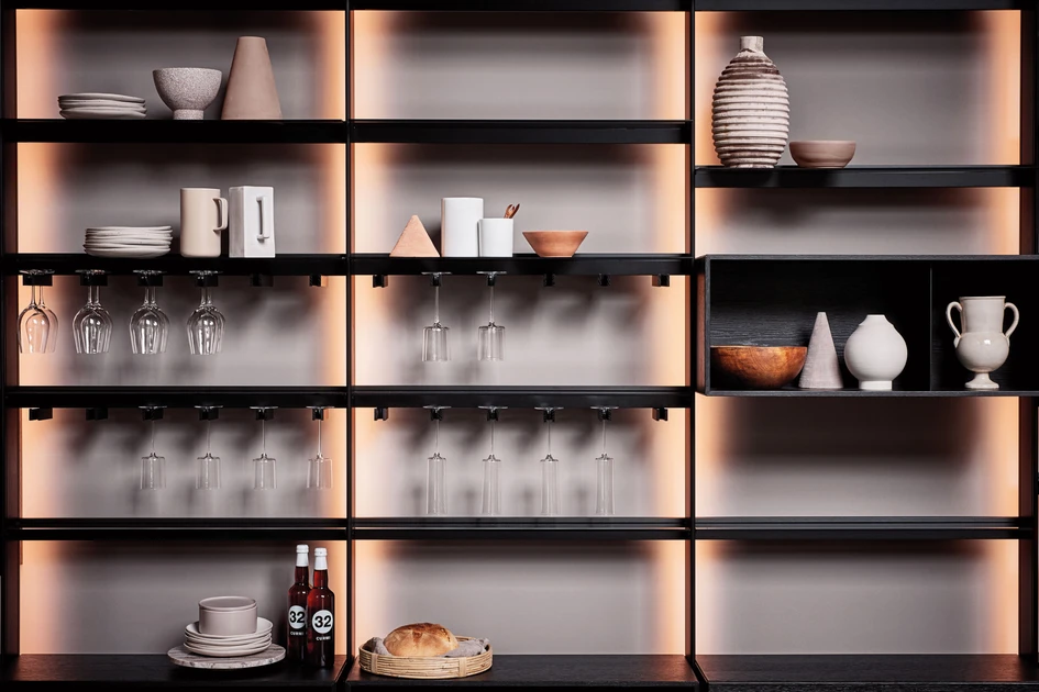 An integrated and adjustable lighting system makes The 50's a sophisticated display space