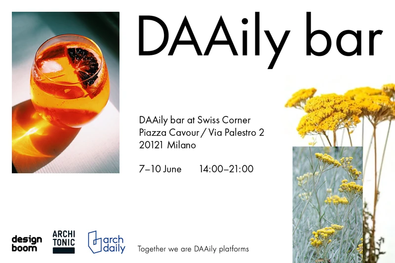 Salute! Die DAAily bar von Designboom, Architonic und ArchDaily ist der brandneue Treffpunkt für die A&D Community während der Milan Design Week