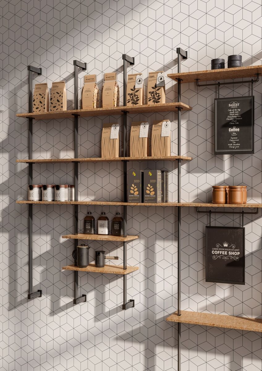 For consistent design concepts, the decors can be used for numerous areas of application, as shown here as HPL and HPL compact panels with a coarse chipboard look (OSB Panel Natural)