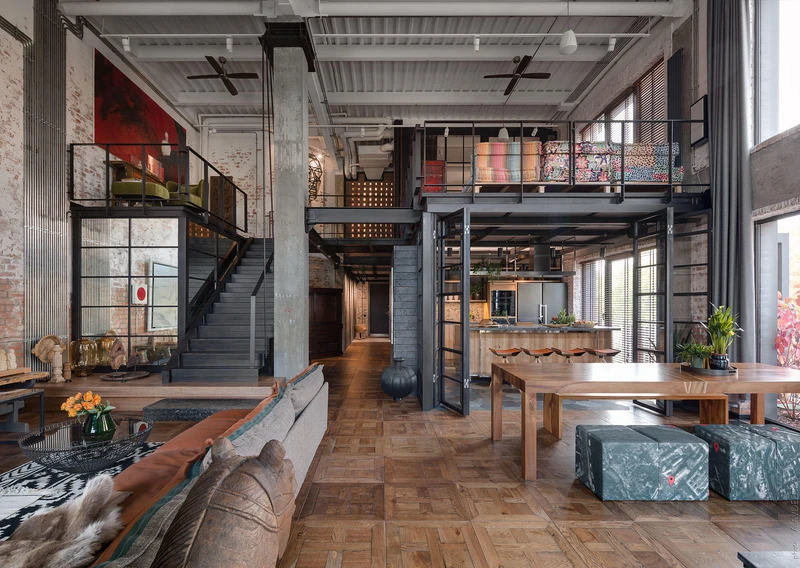 Loft buro’s Hayloft interior combines various textures, materials, finishes and styles that attack the senses. Photo: Andrey Avdeenko