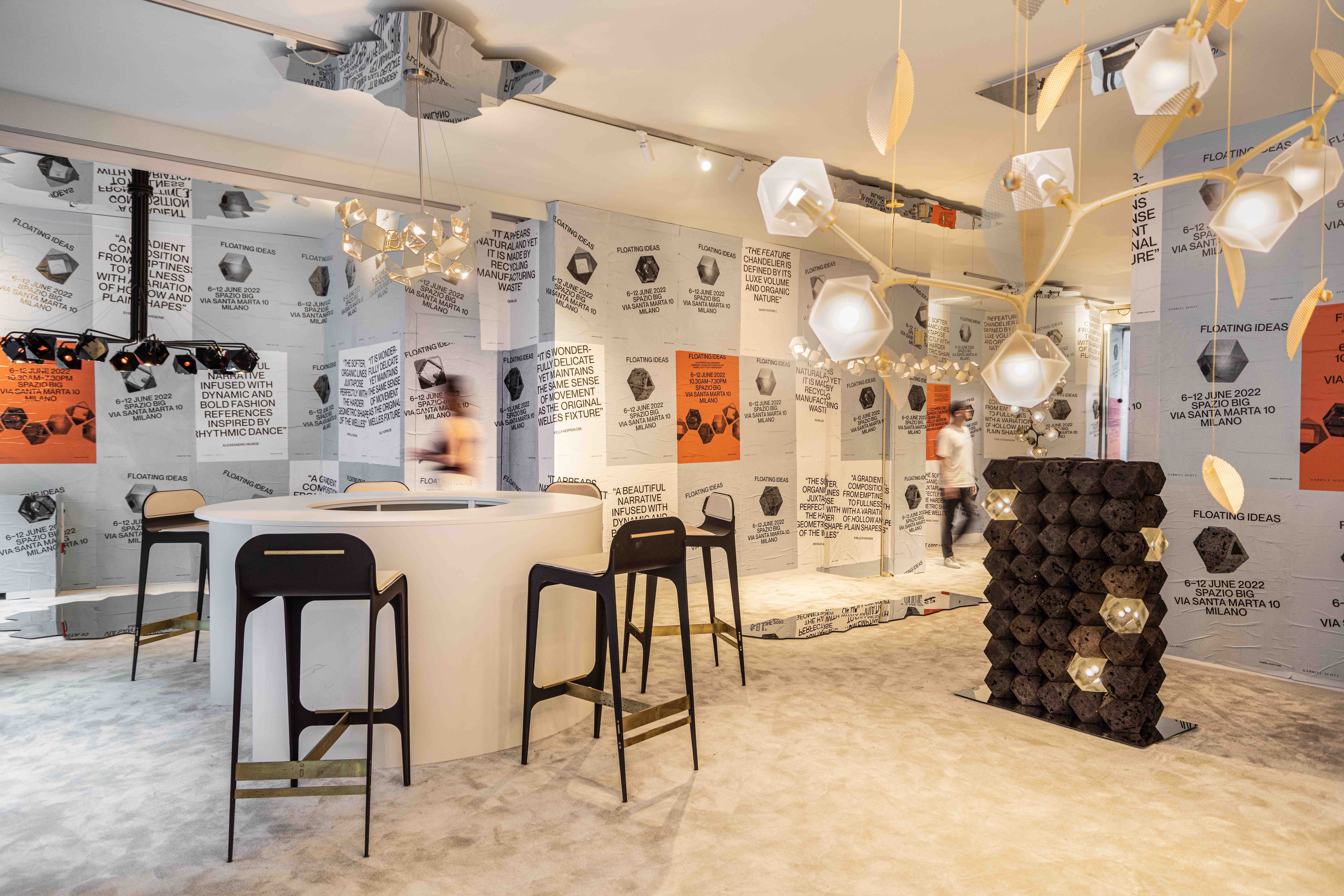 On show at Floating Ideas was the Welles Reimagined by David Rockwell, Sybille de Margerie and Kelly Hoppen (top) and Alessandro Munge, Michelle Gerson and Dr Guan Lee (below)