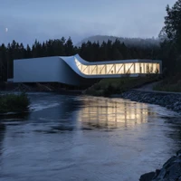 The Twist gallery, by Bjarke Ingels Group, is also a sculpture and bridge in Norway’s Kistefos sculpture park, connecting pieces from world-renowned artists. Photo: Laurian Ghinitoiu