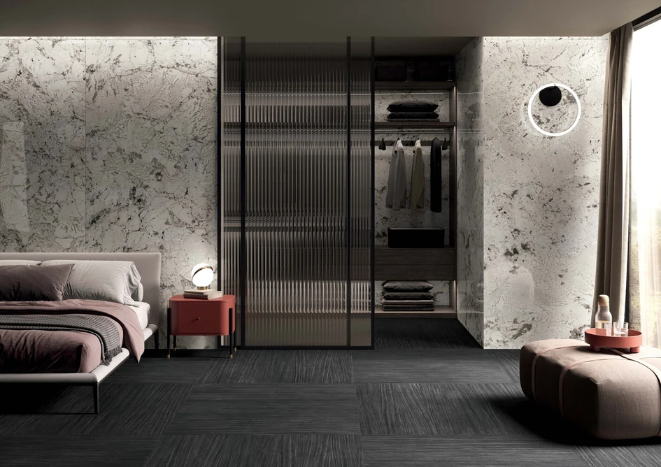 Suitable for bathrooms, bedrooms and bureaus, the two Florim collections are functionally flexible, creating stately walls for a building’s social areas, and smart stylish solutions for wet rooms and kitchens