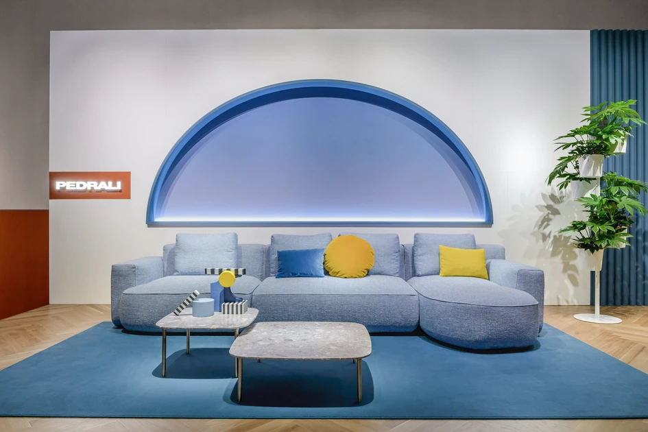 'Jeff' at Pedrali's Salone del Mobile installation. Project by Calvi Brambilla, styling Studio Salaris. Photo: © Ottavio Tomasini