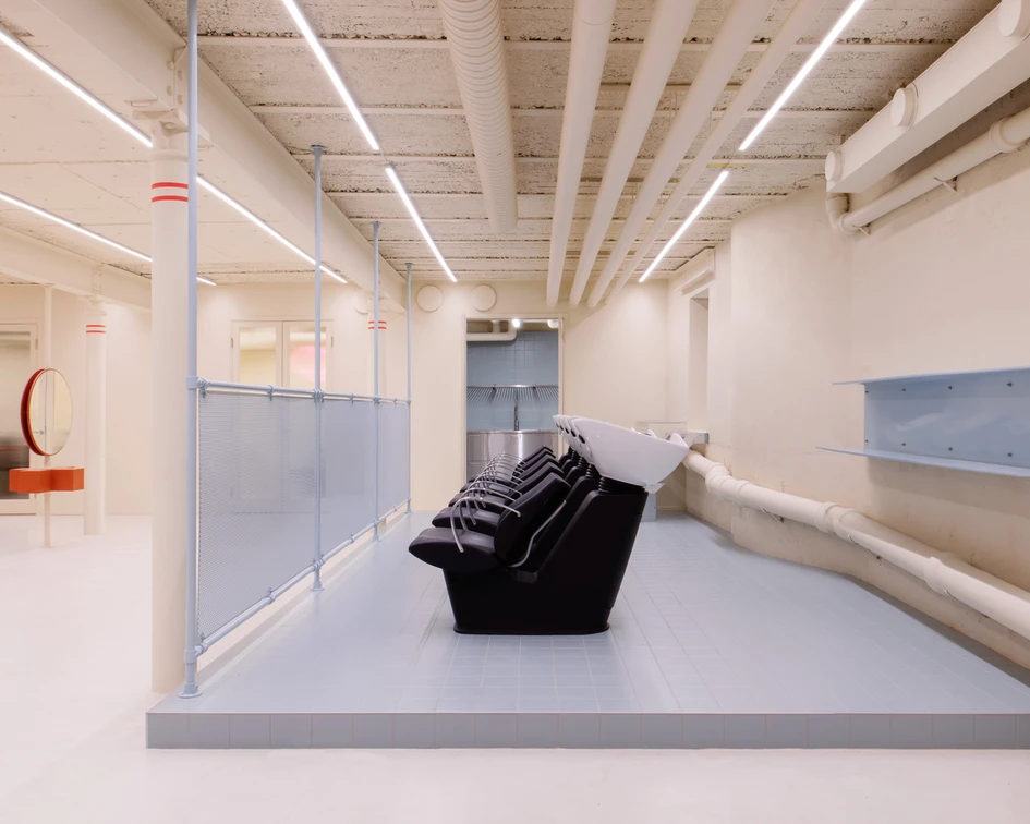 Makeover: A 220-sqm basement and former office in Stockholm was completely gutted by Westblom Krasse Arkitektko and transformed into the industrial-looking Little Faktory Hair Studio. Photo: Mikael Olsson
