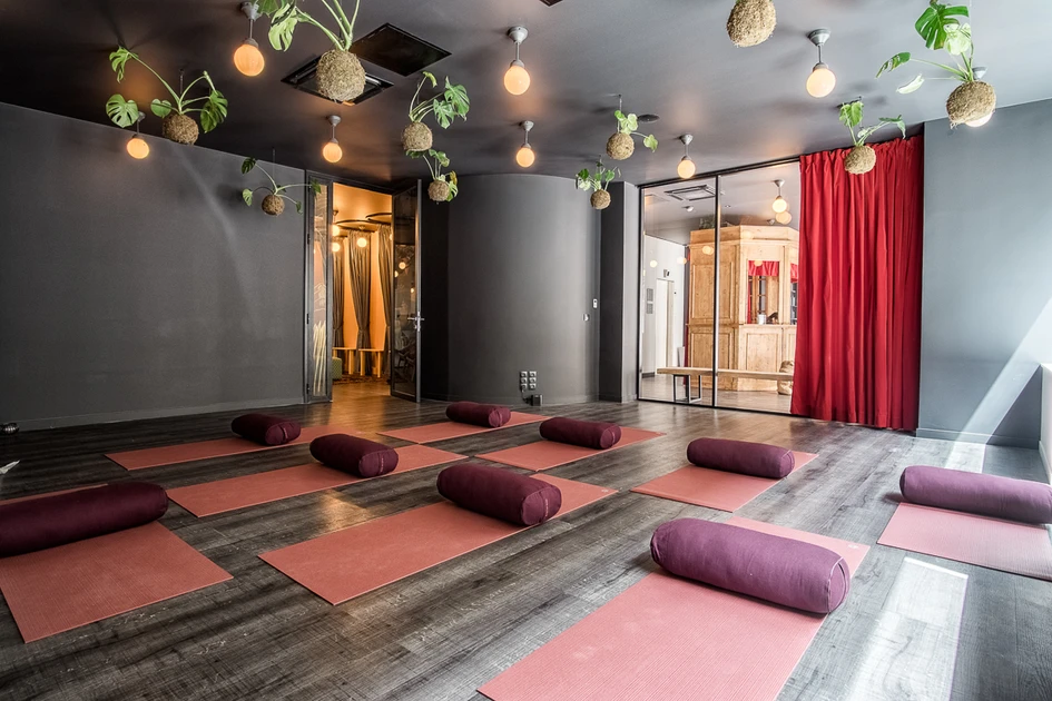 Albert Angel’s meditative boutique Kwerk co-working office has a 24-hour onsite gym and a yoga studio, giving employees a private members' club feeling while they’re at work