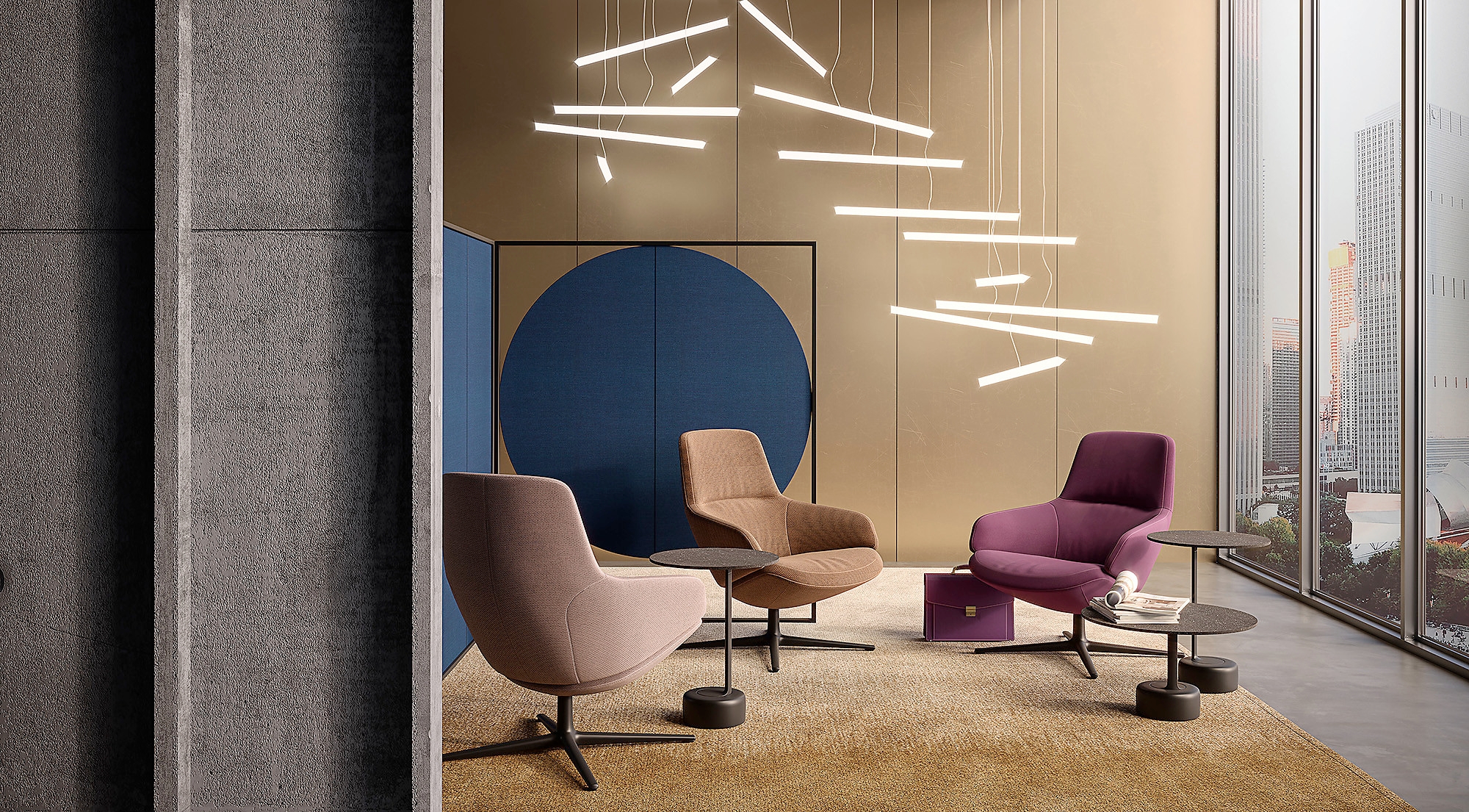 Marie Massaud's Oell table is a smart multi-tasker. Available in two heights and sizes, it seamlessly adapts to its surroundings and can become a work-, lunch- or cocktail-station