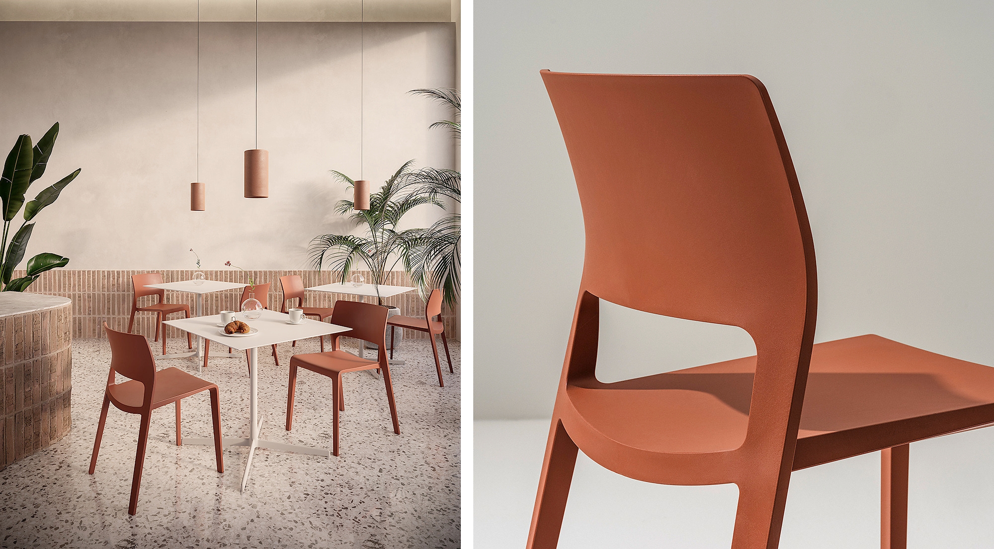 Studio Irvine has reworked the late James Irvine’s classic Juno chair in a more sustainable, timeless fashion – now produced with 70% recycled plastic and in a new colour palette inspired by the natural world
