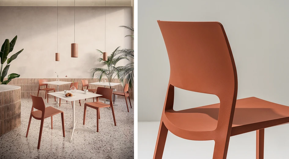 Studio Irvine has reworked the late James Irvine’s classic Juno chair in a more sustainable, timeless fashion – now produced with 70% recycled plastic and in a new colour palette inspired by the natural world