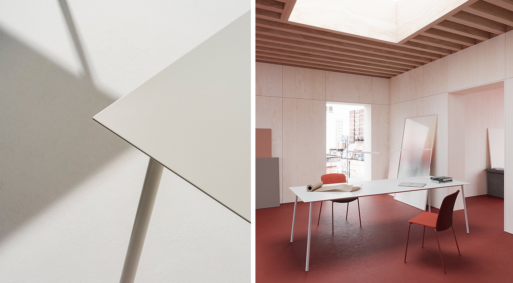 Minimalist table Aeeri by Swiss architect Peter Kunz was inspired by its creator's love for origami – and is hence constructed from a single folded sheet of 1mm steel
