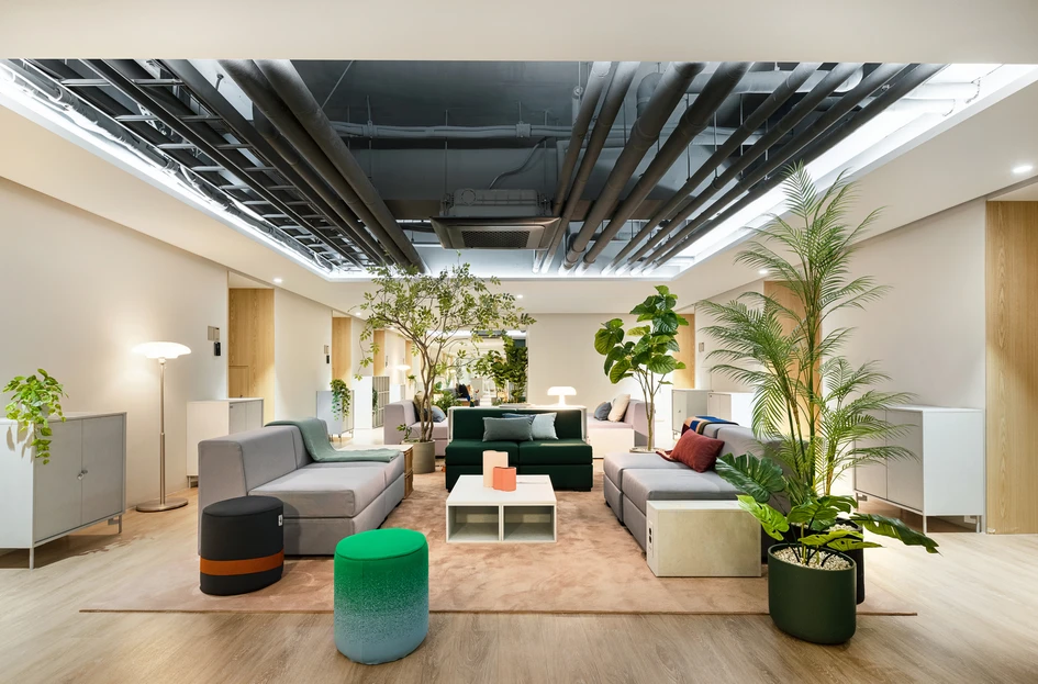 Communal areas are pivotal to the Episode Co-Living complex in South Korea, with multi-use spaces including cafes (top), workspace (middle) and shared lounge areas (bottom). Photos: Yongjoon Choi