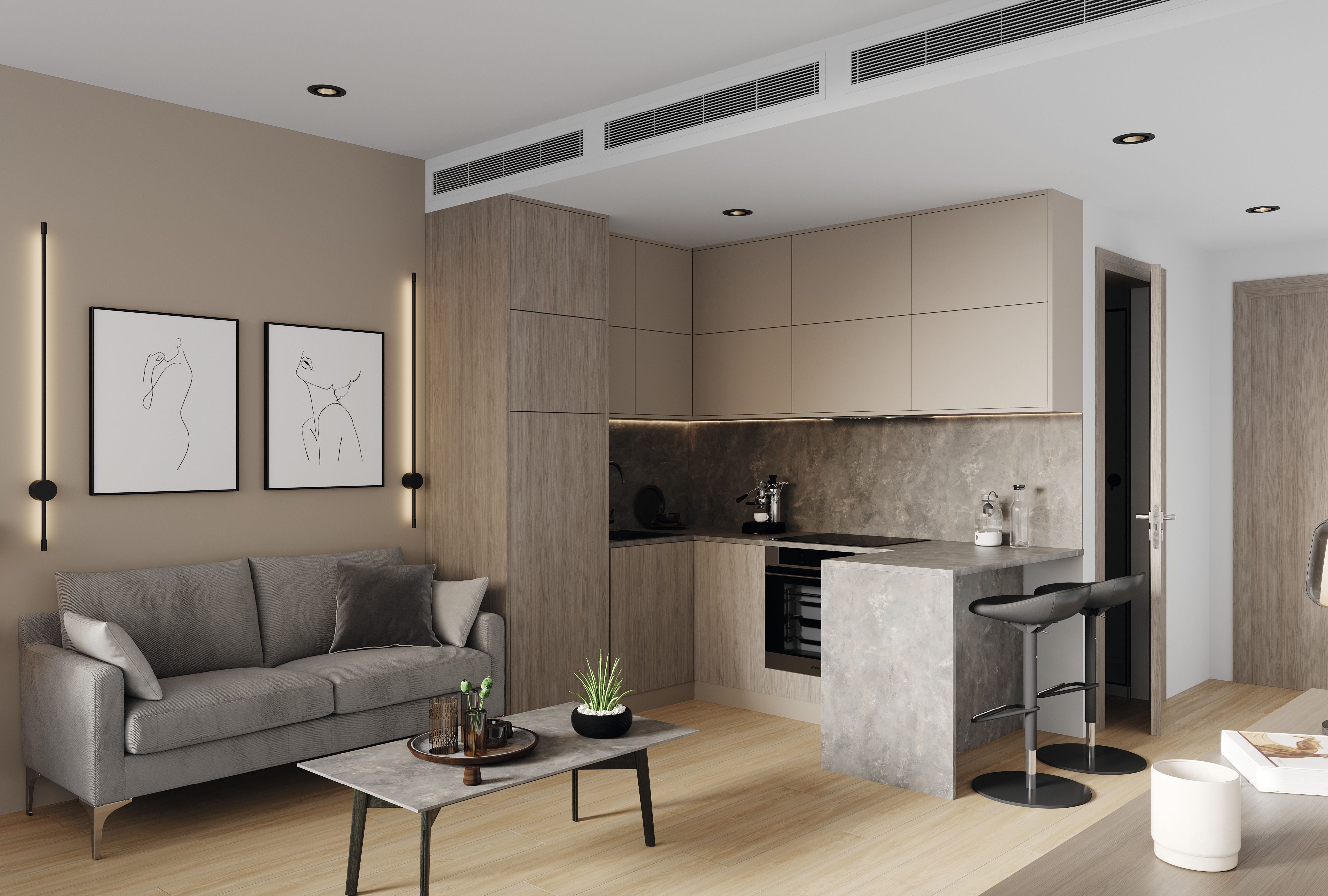 The new eat-in kitchen: colour-coordinated decors can consciously and functionally design the fusion of kitchen and living area