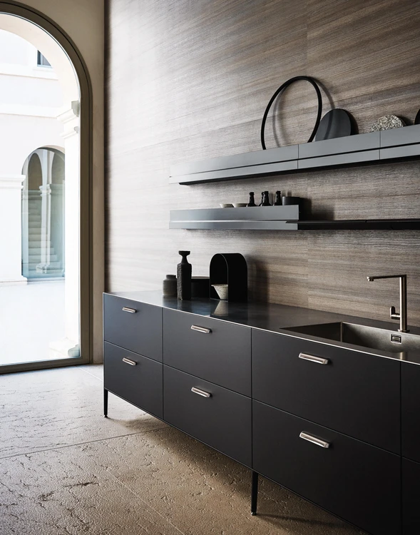 Stainless steel kitchens present an image of cold professionalism, but the refined steel Unit Metropolitan Energy kitchen from Cesar has professional warmth