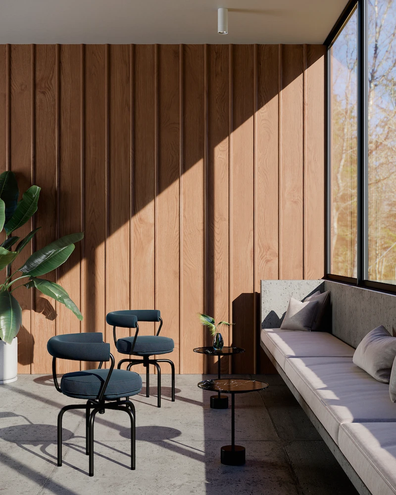 Another icon of office design is Le Corbusier's LC16 wood desk (top) – now available for the contract market alongside Charlotte Perriand's 7 fauteuil tournant (bottom)