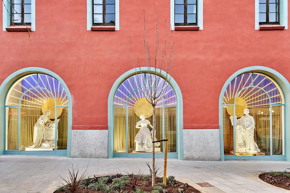 Revitalising Plaza del Carme involved installing new street lighting and trees (top), consulting on retail redesigns (middle) and filling empty windows with local art (bottom). Photos: José Hevia