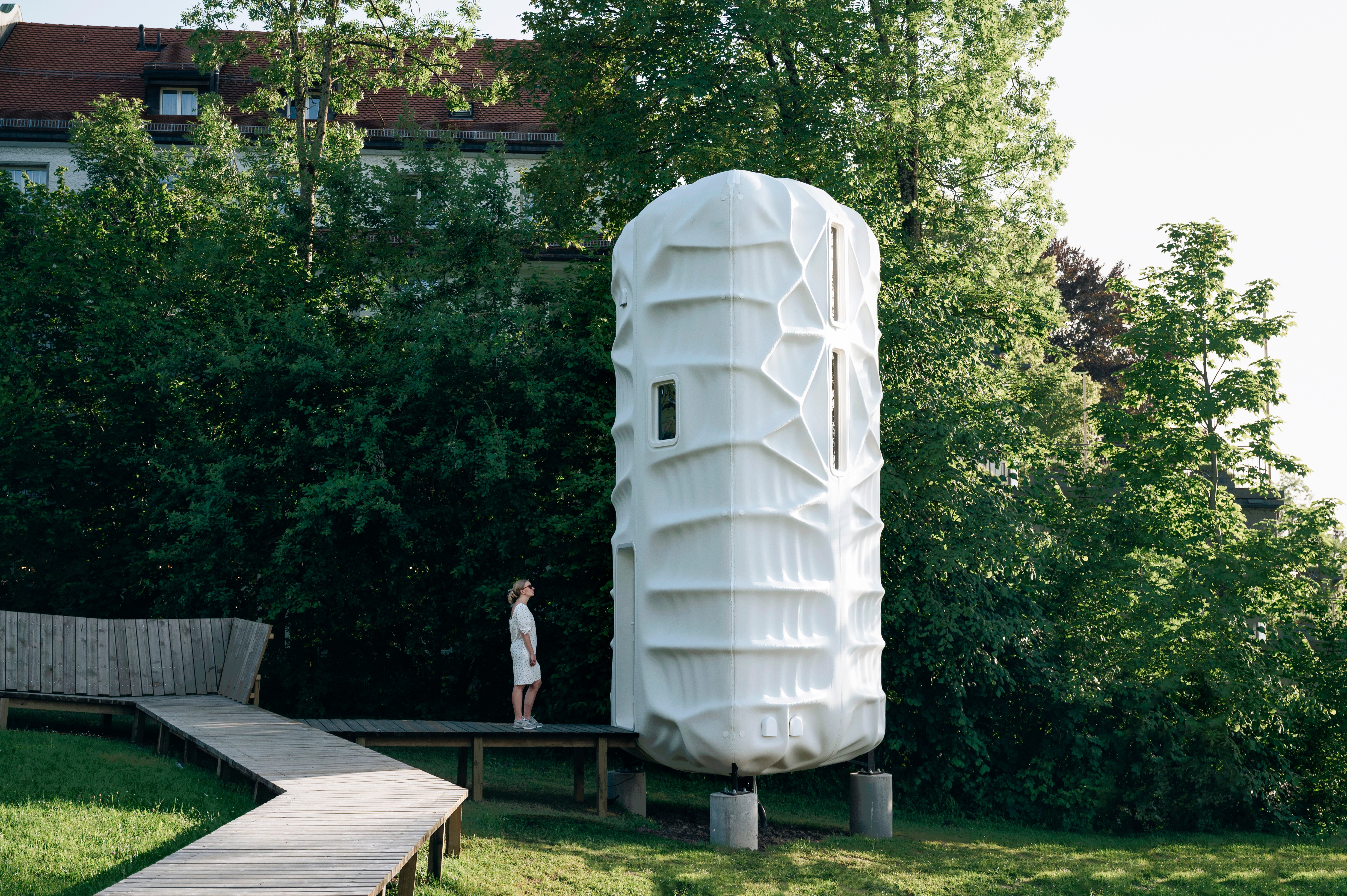 The Rosie lunar habitat is the world's tallest 3D-printed polymer structure. It was developed by Saga Space Architects from Copenhagen and realised in collaboration with various industrial partners, including Design Composite