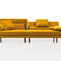 Giovannetti Collezioni’s high-backed Carlton (top), B&B Italia’s flat-backed AC Lounge sofa (middle) and the adjustable arms and backs of Brühl’s amber sofa (bottom)