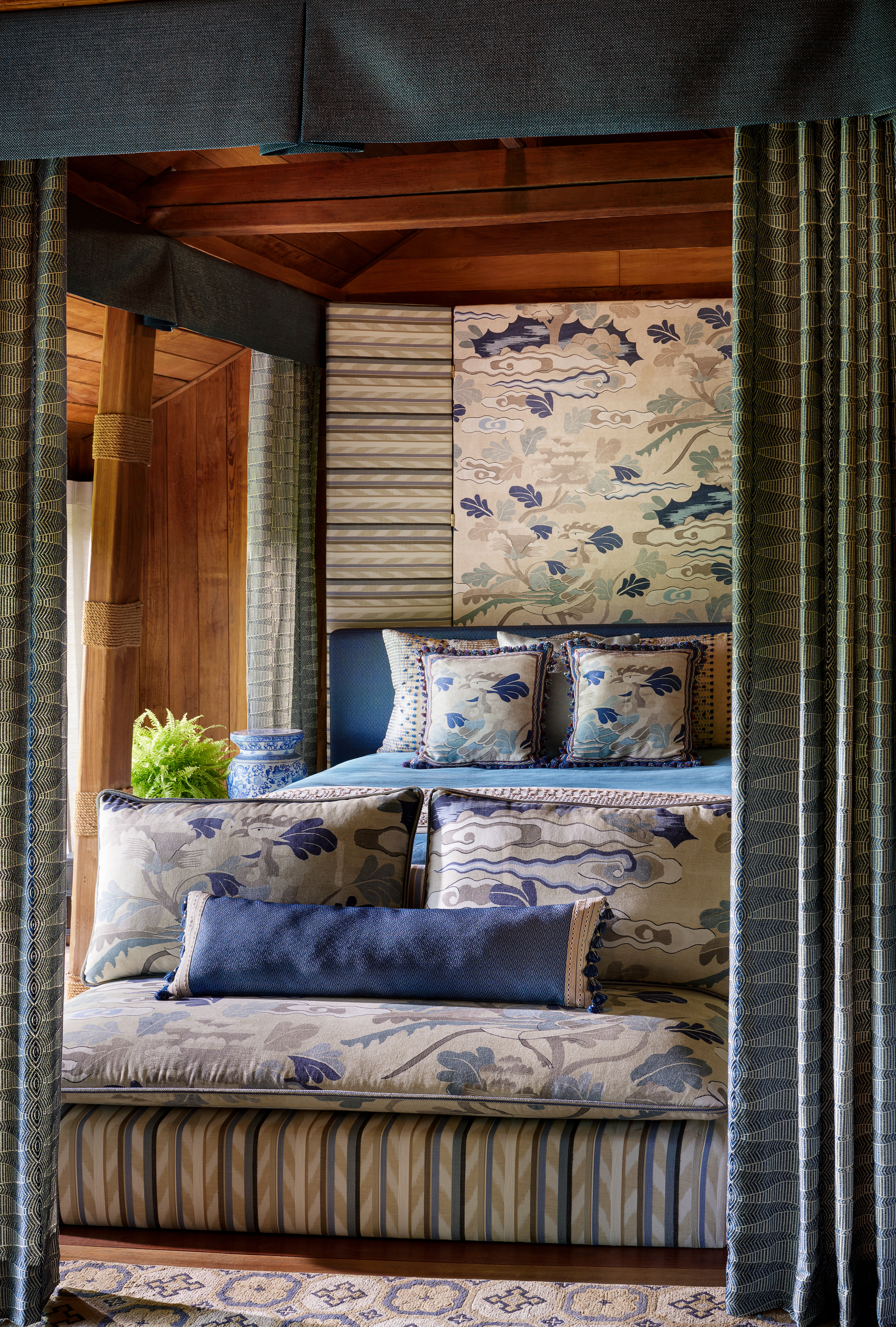 Kossu and Lisu Embroidery from Jim Thompson's Shan Highlands Hills Collection reflects botanical motifs and chinoiserie prints