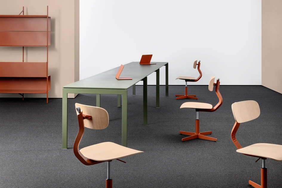 The controlled mishap-turned-virtue of the fold in the Typo chair creates a distinctive design by AMDL CIRCLE