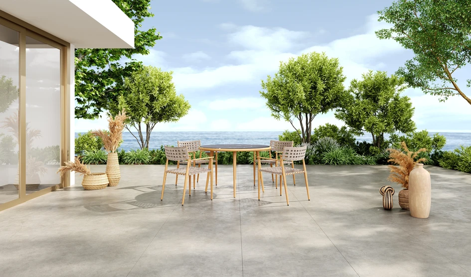 Whether in the frame of the 'Wind' (above) garden chair or the 'Izu' collection (below), FUREMA ensures durable outdoor furniture that transforms any outdoor setting