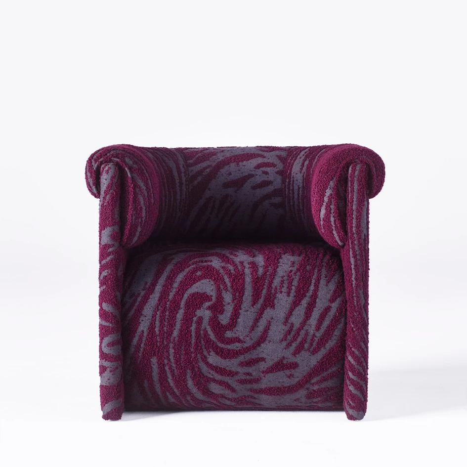Edin and Lina Kjellvertz (top), founders of Swedish brand Dusty Deco, debuted their Decadent armchair in collaboration with Studio Stockholm (bottom)
