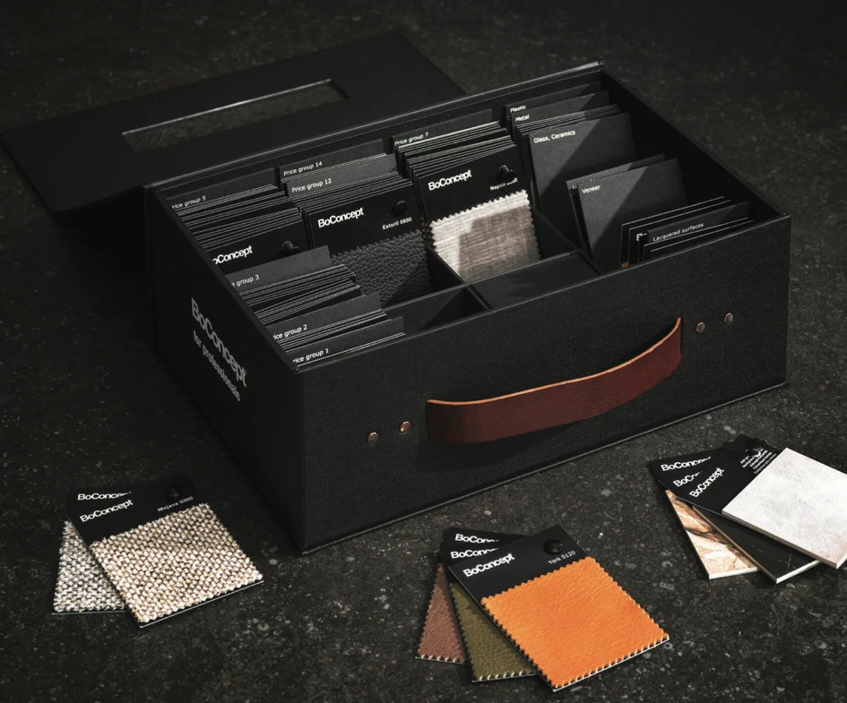 Physical material sample boxes offer designers the flexibility to curate distinct sets tailored to different projects and moods