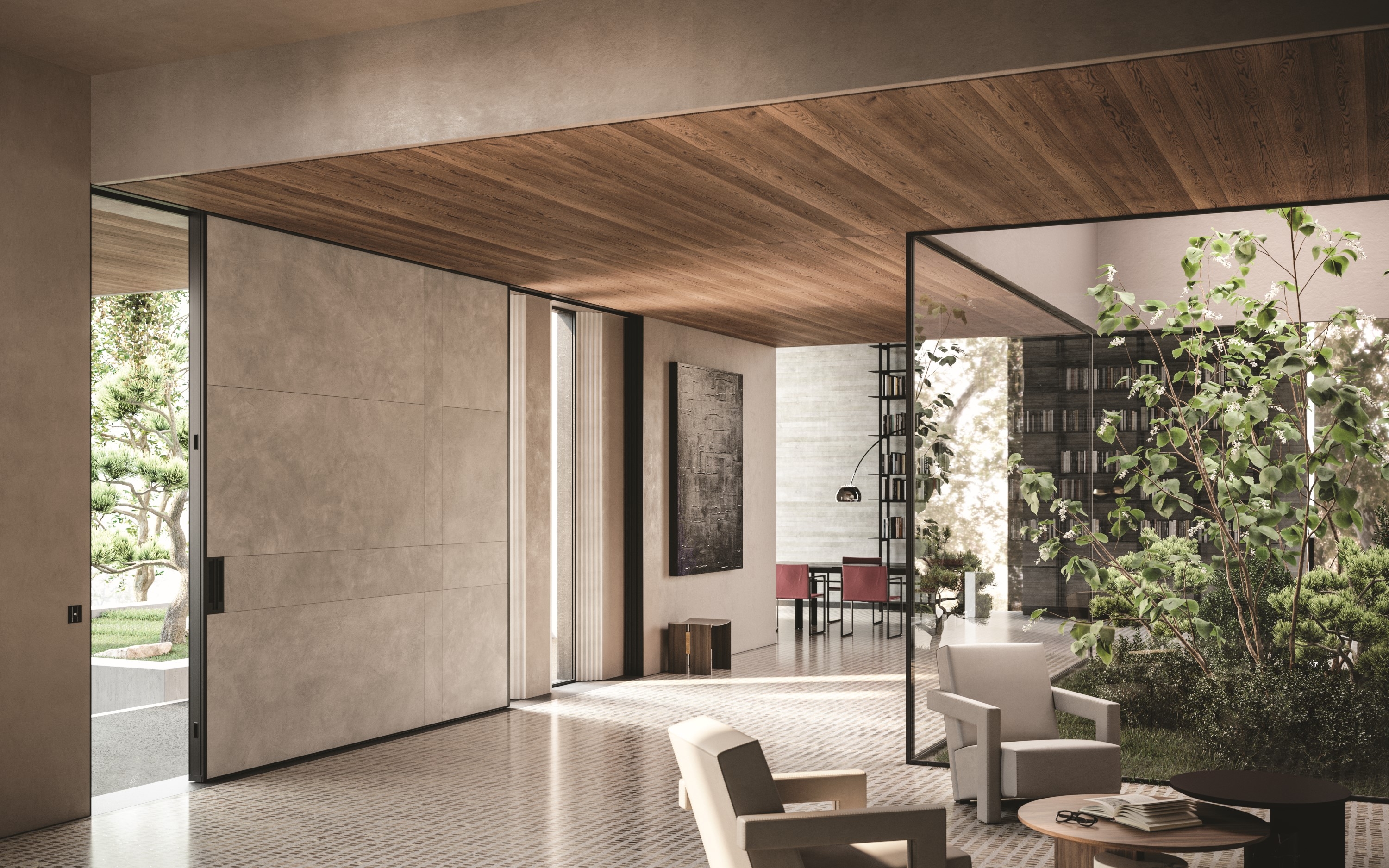 An automatic lifting system ensures smooth movement, while magnetic levitation provides a flawless glide for heavier doors