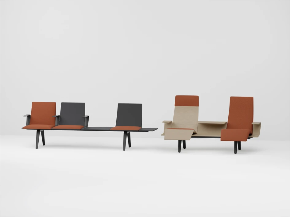 Modular and adaptable, Pausit brings gentleness and comfort to high-usage transit areas and transitional spaces