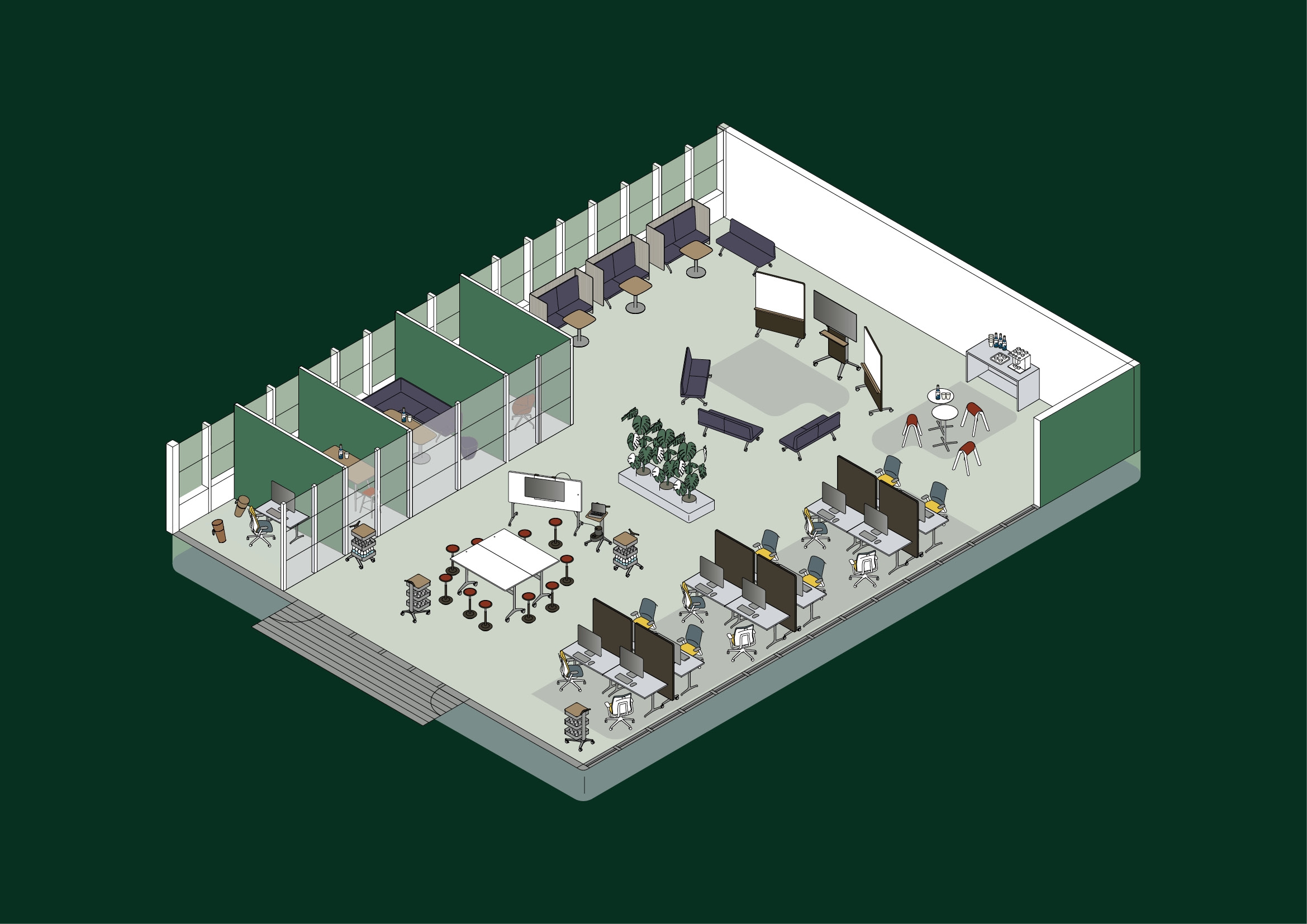 Smart and striking: The Confair Next series provides flexible elements that support movement, focus and idea sharing