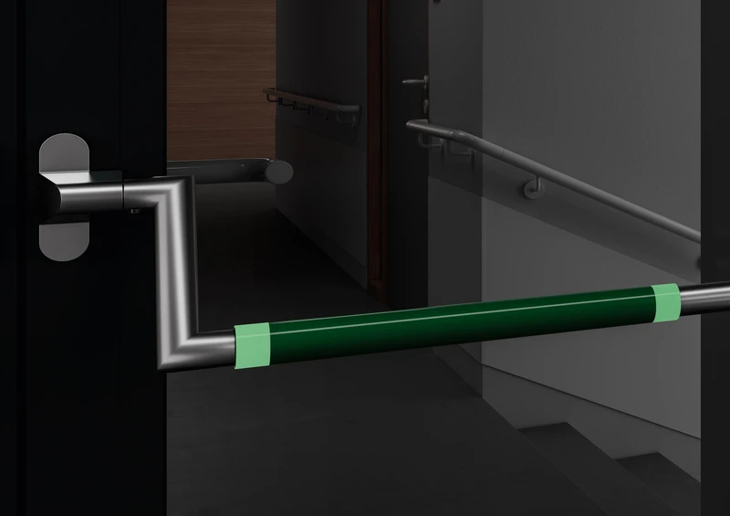 HEWI’s Panic bar is an emergency exit push bar that glows in dark, dangerous environments