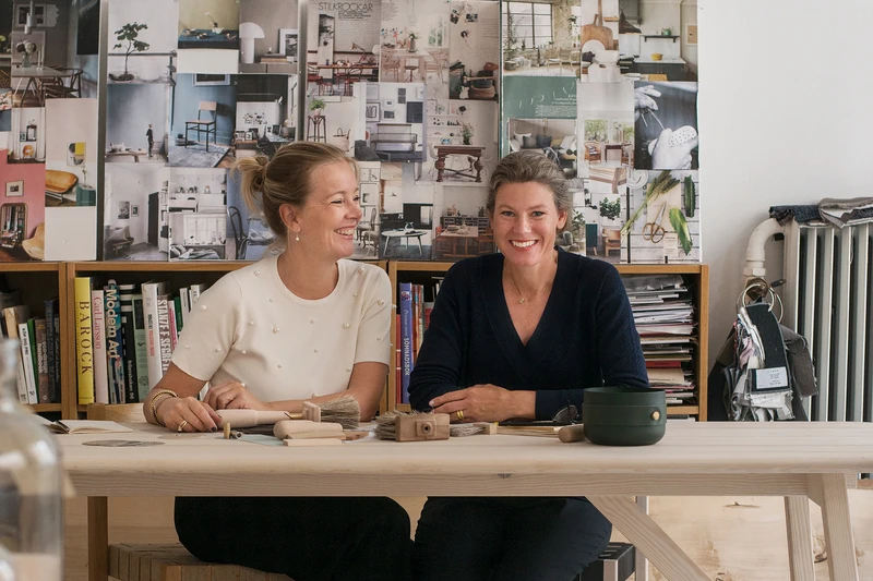 Eldvarm strives to create beautifully designed products that are functional and respect nature. Pictured here are Louise Varre, Eldvarm’s founder, and Emma Olbers, award winning Swedish designer with ‘an eco heart’