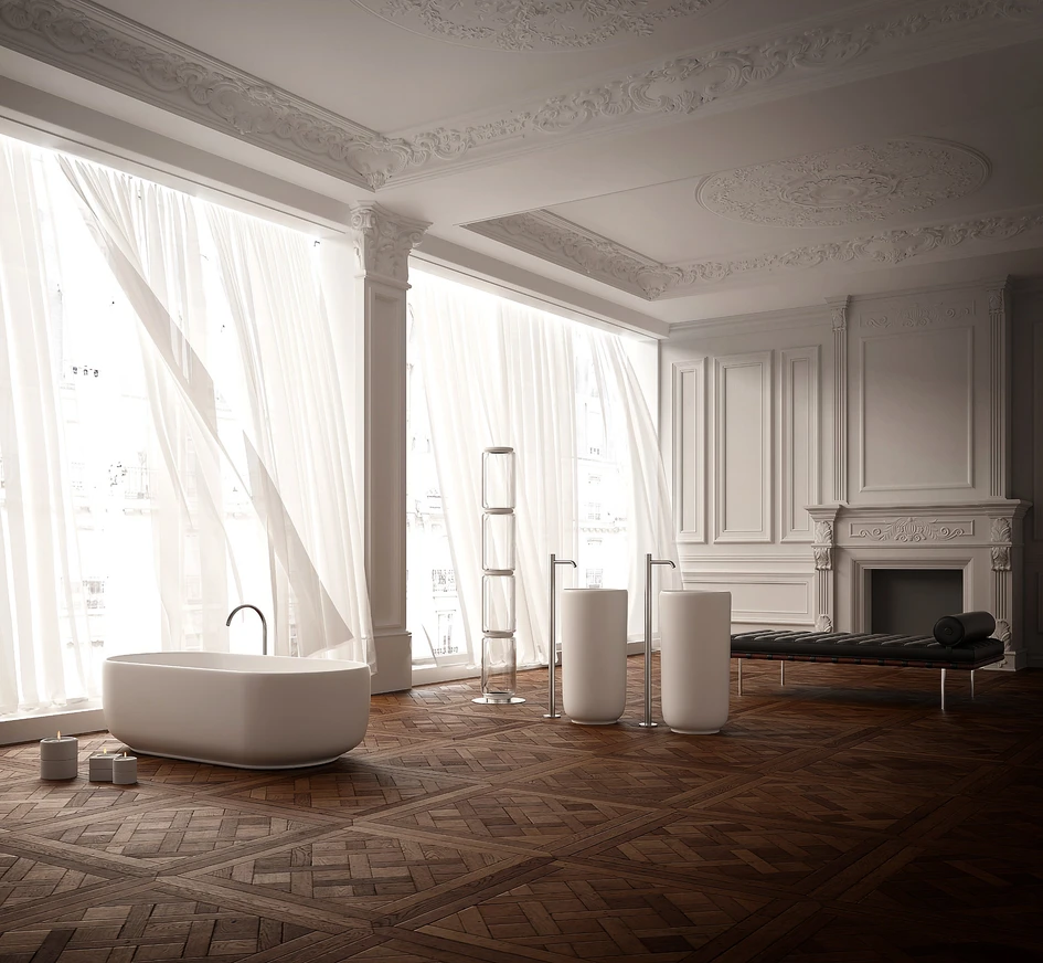 Matching calm, controlled design with meticulous handcrafting, Italian manufacturer Falper offers the foundational pieces of what it calls the Living Bathroom