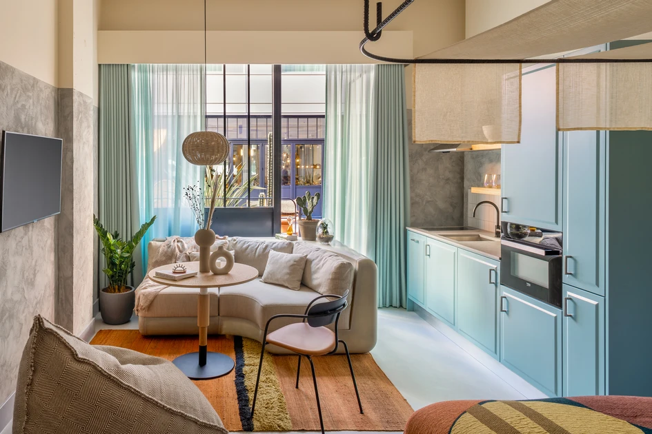 The Bermonds Locke Hotel, by Holloway Li, is designed to be lived in. Fully functional in-room kitchens and laundry facilities make sure longer-term guests are comfortable. Photo: Edmund Dabney