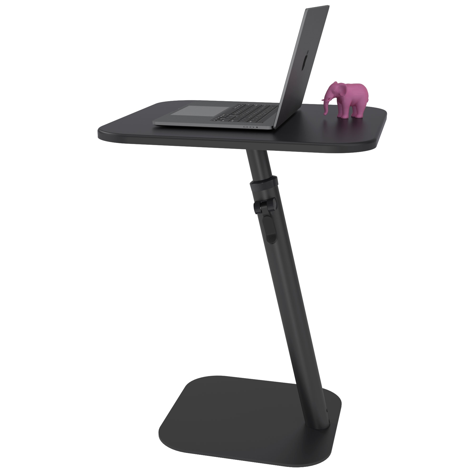 The key to the Bento laptop table's go-anywhere appeal is its super stable footing, raked pole and height-adjustable worktop