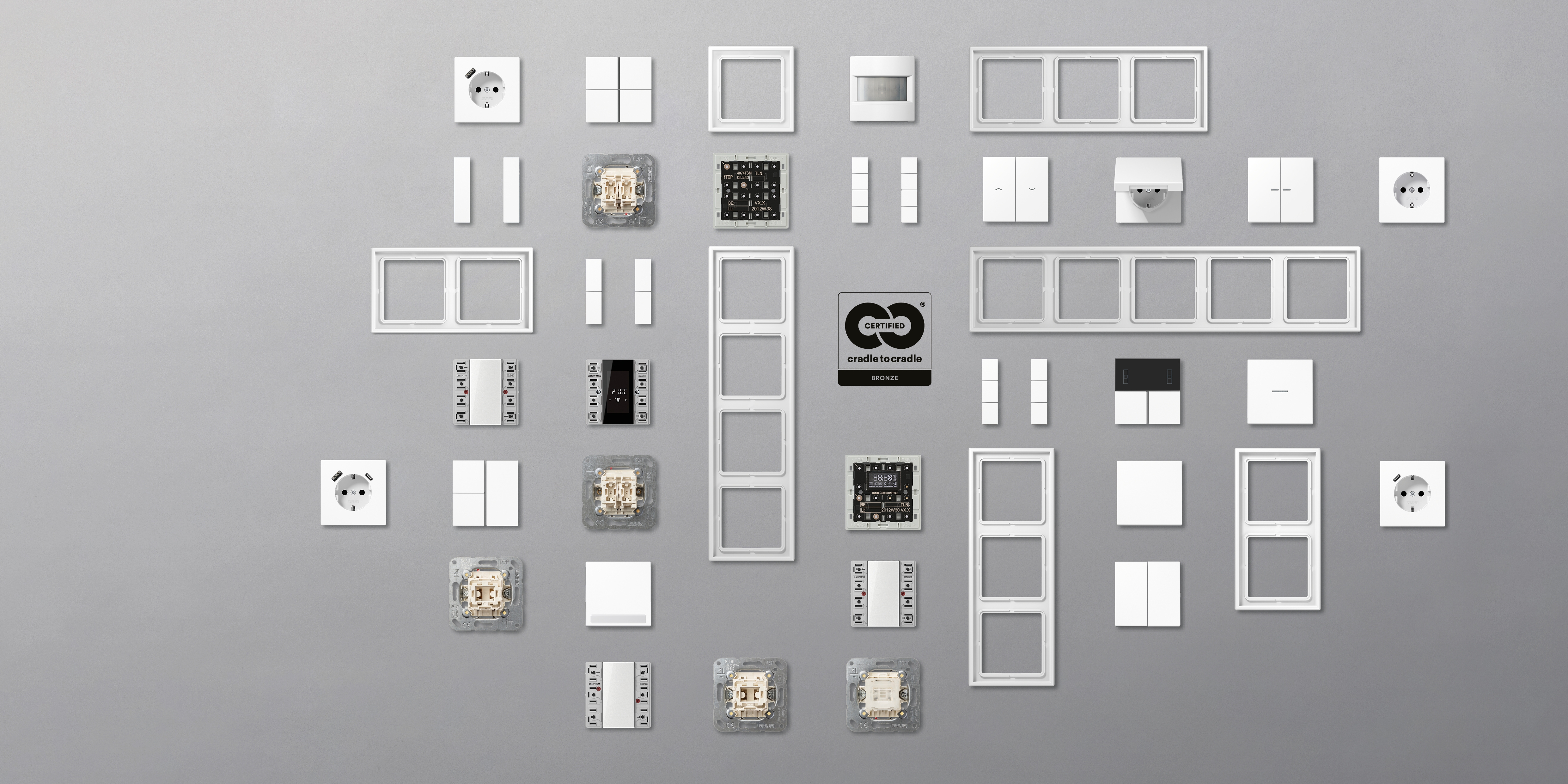 Sustainable strategy: JUNG has received bronze Cradle to Cradle® certification for numerous products such as switches, socket outlets and technical KNX pushbuttons