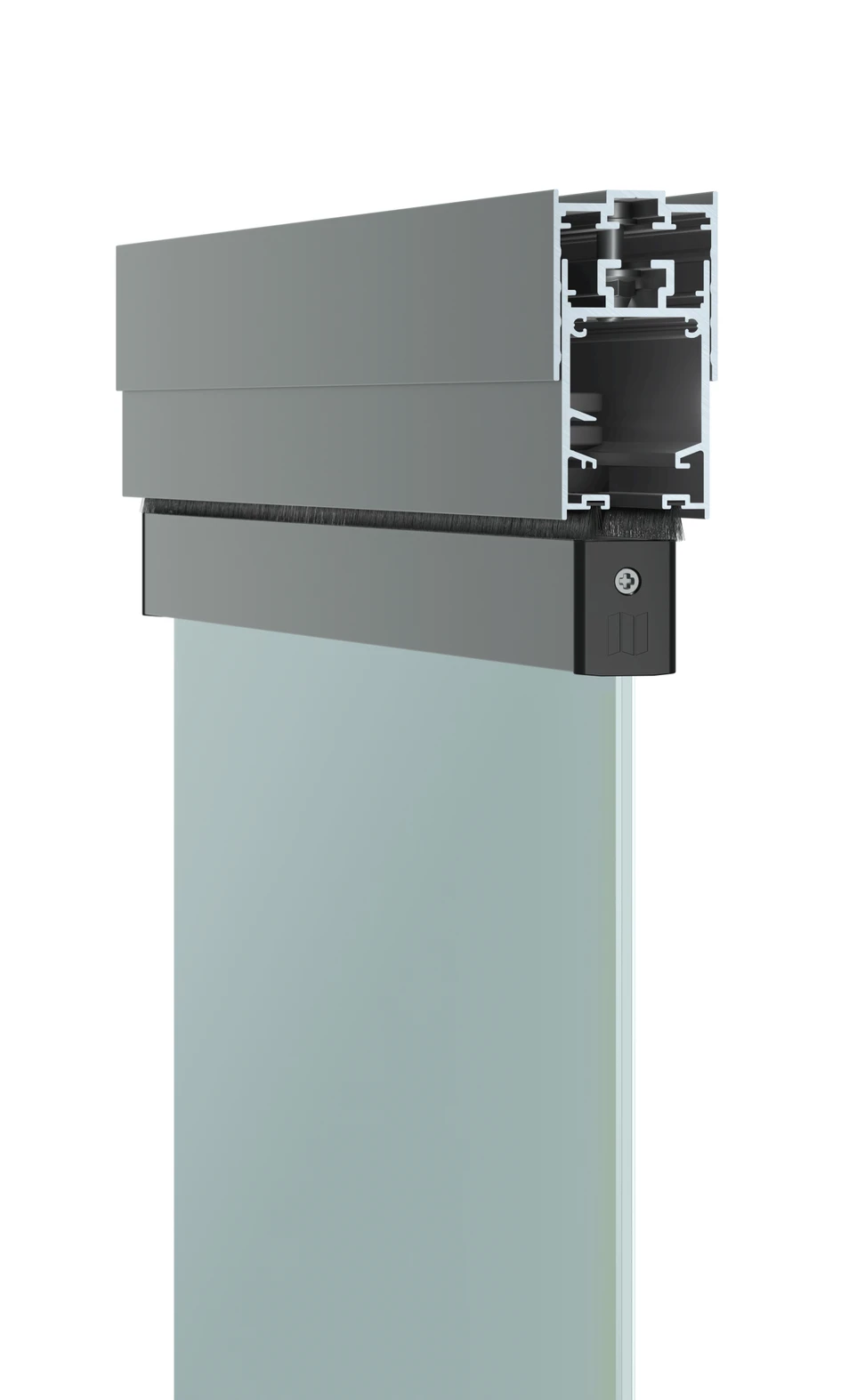Half-open Proline T glazing from Solarlux (top) and the system's profile detail (bottom). The profile height of Proline T sits at 39mm while for Proline T Mega 60mm, both are a slim 30mm