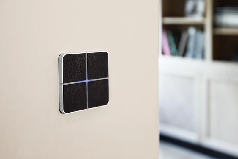Buster + Punch’s dimmers bring greater control in the kitchen (top) and multi-purpose areas (middle), while Basalte’s touch-sensitive Enzo switch (bottom) controls four smart-system functions at once