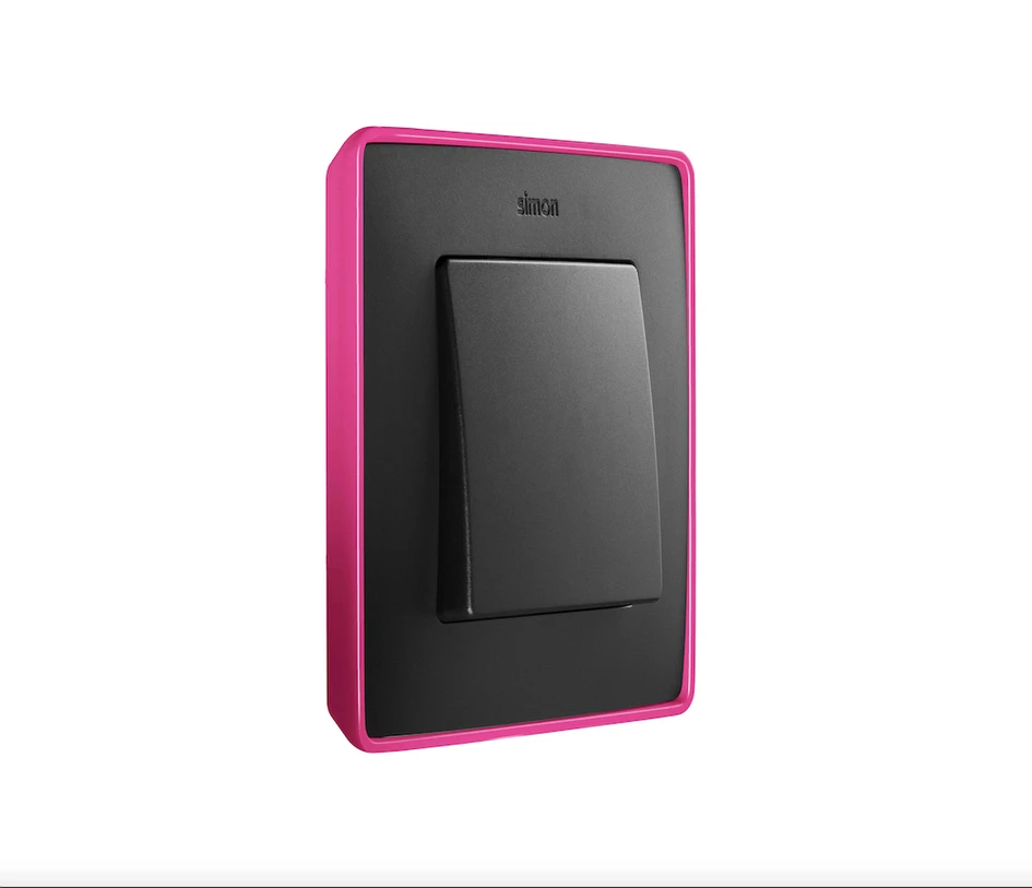 Busch Jaeger’s softly backlit Impuls switch (top) provides low-light orientation when deactivated, while Simon’s fluorescence-wrapped Detail 82 (bottom) stands out in any light