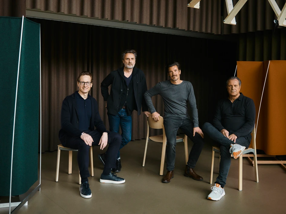 (From left to right) Dr. Marc Brunner together with Patrick Reymond, Armand Louis and Aurel Aebi from Studio atelier oï