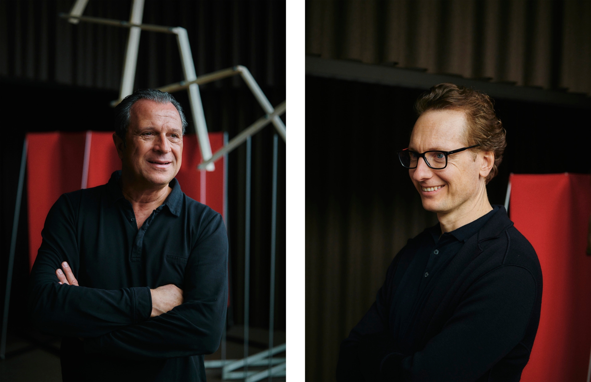 Aurel Aebi (left) founded atelier oï in 1991 together with Armand Louis and Patrick Reymond. Dr. Marc Brunner (right) has led the second-generation family business – the Brunner Group – since 2004